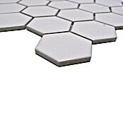 Mosaikfliese Hexagon Uni HX 080 (32,5 x 28,1 cm, Weiß, Glänzend)