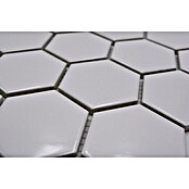 Mosaikfliese Hexagon Uni HX 080 (32,5 x 28,1 cm, Weiß, Glänzend)