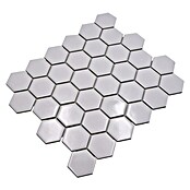 Mosaikfliese Hexagon Uni HX 080 (32,5 x 28,1 cm, Weiß, Glänzend)