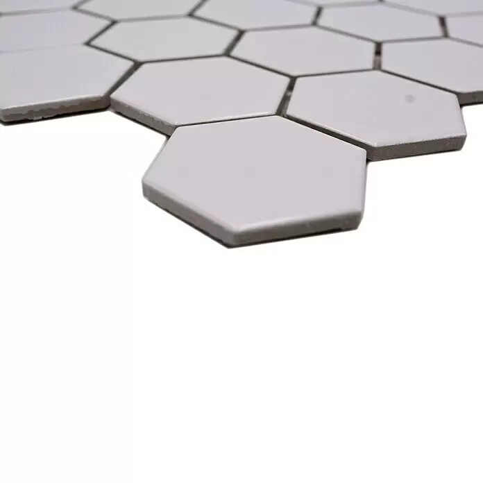 Mosaikfliese Hexagon Uni HX 085 - 32,5 x 28,1 cm, Weiß, Matt - Detailaufnahme
