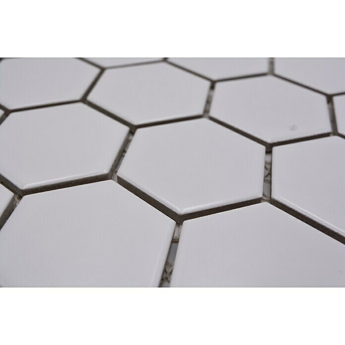 Mosaikfliese Hexagon Uni HX 085 (32,5 x 28,1 cm, Weiß, Matt)