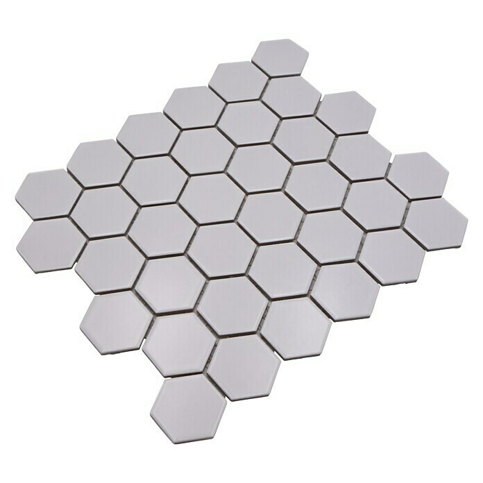 Mosaikfliese Hexagon Uni HX 085 (32,5 x 28,1 cm, Weiß, Matt)