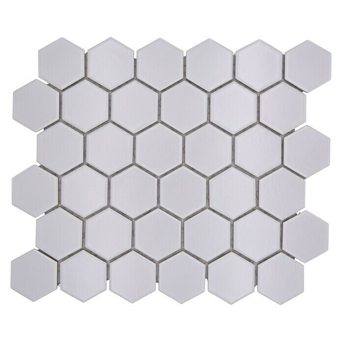 Mosaikfliese Hexagon Uni HX 085 (32,5 x 28,1 cm, Weiß, Matt)