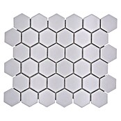 Mosaikfliese Hexagon Uni HX 085 (32,5 x 28,1 cm, Weiß, Matt)