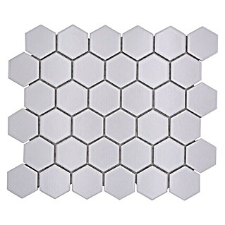 Mosaikfliese Hexagon Uni HX 085 (32,5 x 28,1 cm, Weiß, Matt)