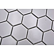 Mosaikfliese Hexagon Uni HX 085 (32,5 x 28,1 cm, Weiß, Matt)