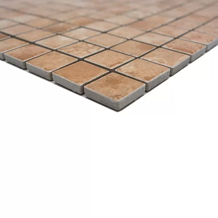 Mosaikfliese Quadrat LACEO LB 102 - 29,8 x 29,8 cm, Beige, Matt - Hellbraune quadratische Mosaikfliesen mit subtilem Oberflächenmuster.