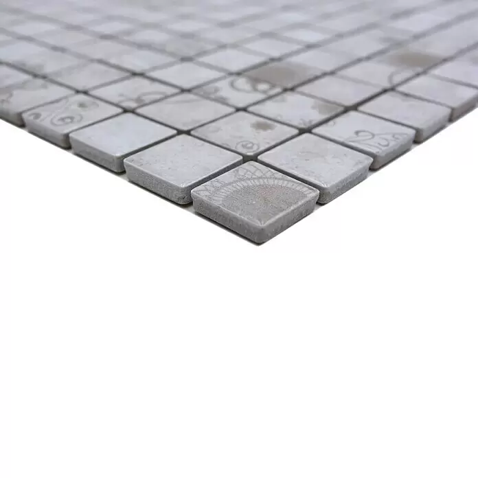 Mosaikfliese Quadrat LACEO LB 106 - 29,8 x 29,8 cm, Grau, Matt - Detailaufnahme
