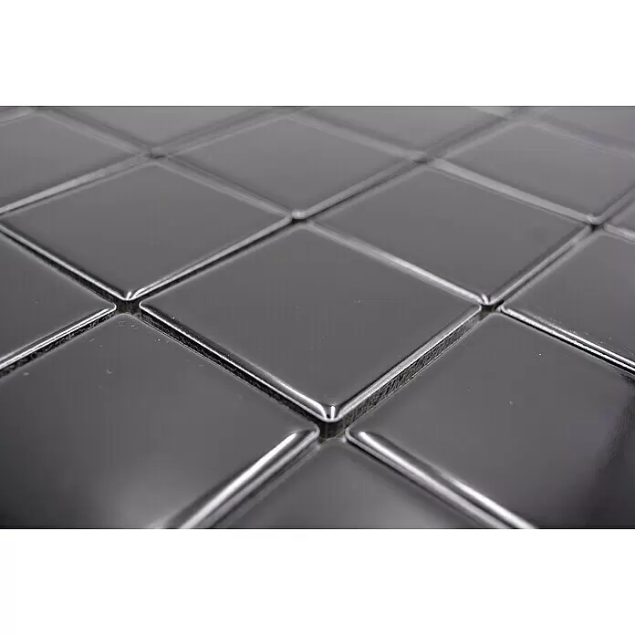 Mosaikfliese Quadrat Uni CD 190 - 29,8 x 29,8 cm, Schwarz, Glänzend - Detailaufnahme