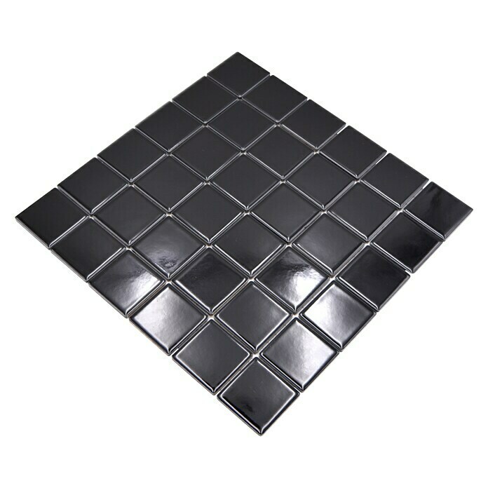 Mosaikfliese Quadrat Uni CD 190 (30 x 30 cm, Schwarz, Glänzend)