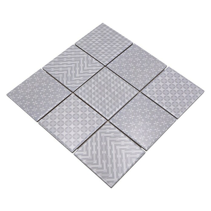 Mozaik pločica Quadrat Geo Grey GEOG  (29,8 x 29,8 cm, Sive boje, Sjaj) | BAUHAUS