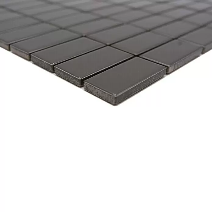 Mosaikfliese Stäbchen Uni ST 385 - 29,8 x 29,8 cm, Grau, Matt - Detailaufnahme