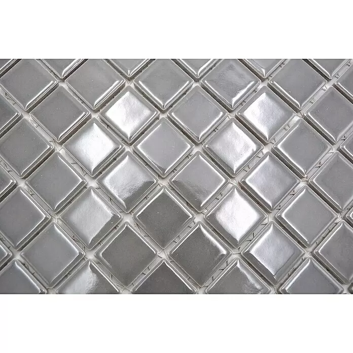 Mosaikfliese Quadrat Uni CG 124 - 29,8 x 29,8 cm, Grau, Glänzend - Detailaufnahme