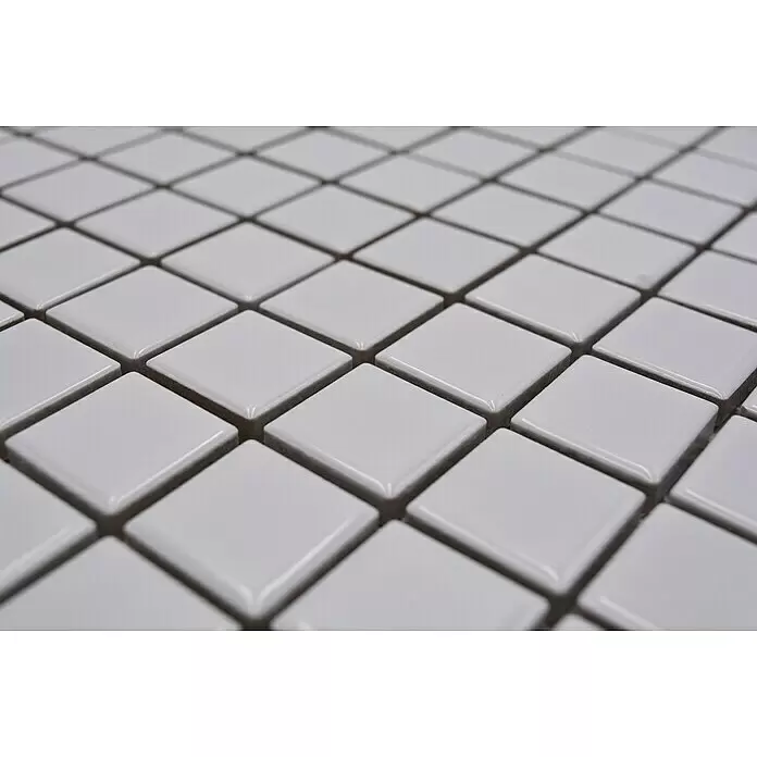 Mosaikfliese Quadrat Uni CG 104 - 29,8 x 29,8 cm, Weiß, Glänzend - Detailaufnahme