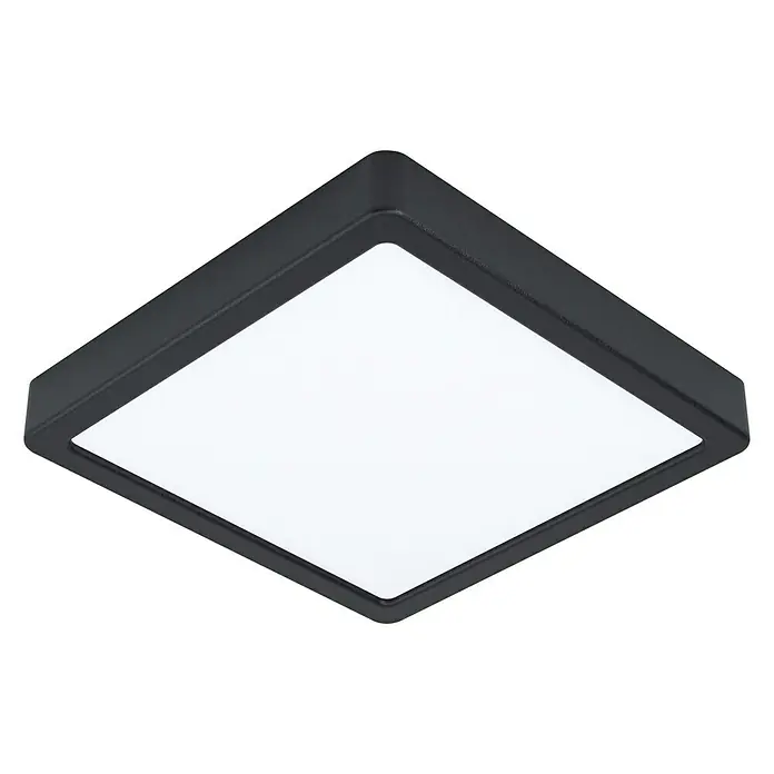 Eglo Fueva 5 LED-Deckenleuchte - 16,5 W, 21 x 21 x 2,8 cm, Schwarz, Neutralweiß - Quadratische Deckenleuchte in Schwarz mit heller, diffuser Beleuchtung für moderne Innenräume. Schlichtes Design für eine elegante Optik.