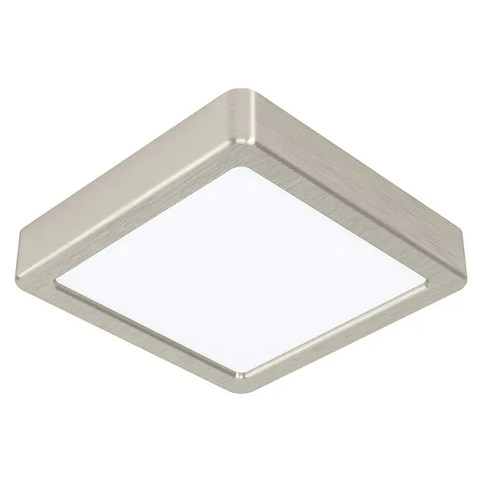 Eglo Fueva 5 LED-Deckenleuchte - 10,5 W, 16 x 16 x 2,8 cm, Nickel-matt, Neutralweiß - Quadratische LED-Deckenleuchte mit gebürstetem Nickelrahmen und weißem Diffusor für gleichmäßige Ausleuchtung.