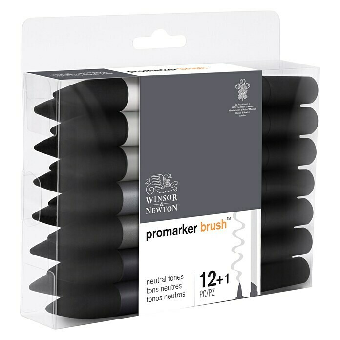 Winsor & Newton Brushmarker-SetNeutrale Farben, 12 -tlg. Diagonal View