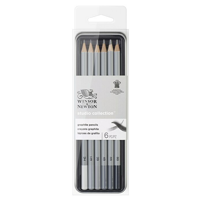 Winsor & Newton Bleistift-Set6 -tlg., Grau Front View