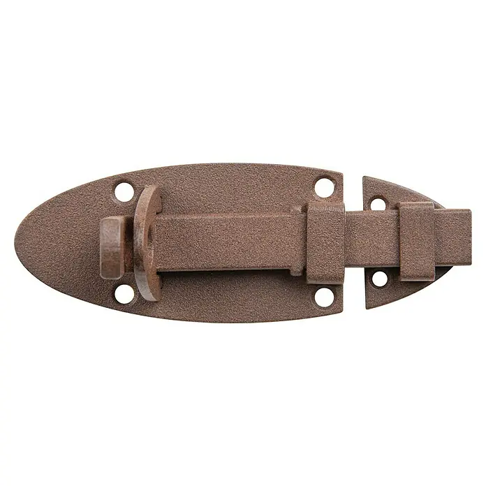 Alberts Pestillo deslizante Duravis® - L x An: 90 x 44 mm, Marrón óxido - Cierre de cerrojo deslizante de metal marrón rústico para puertas o ventanas.