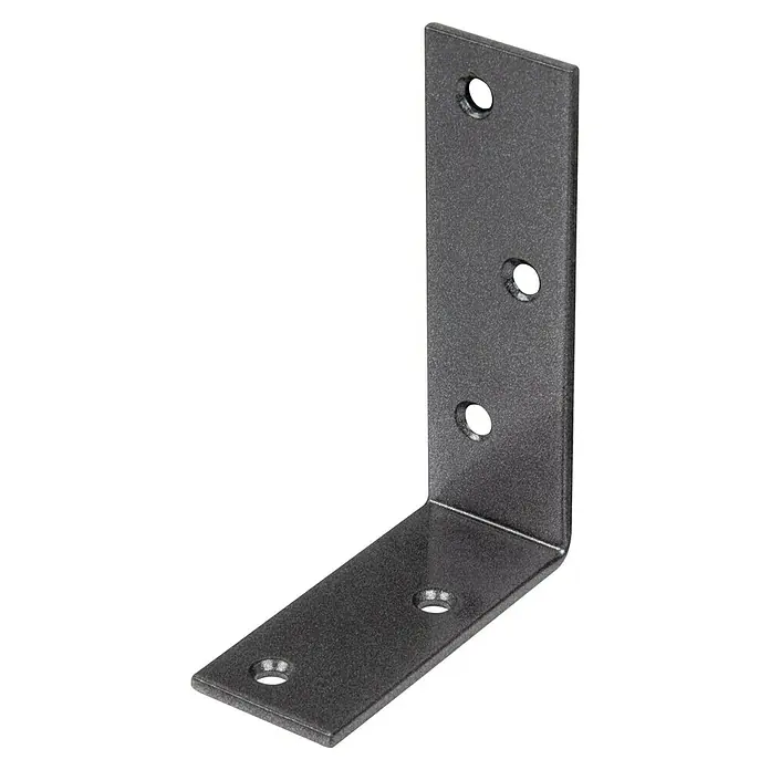 Alberts Escuadra para vigas Duravis® - L x An x Al: 100 x 75 x 30 mm, Acero, Diamante negro - Escuadra metálica con agujeros para un montaje fácil, ideal para la construcción de muebles y la fijación de estanterías.