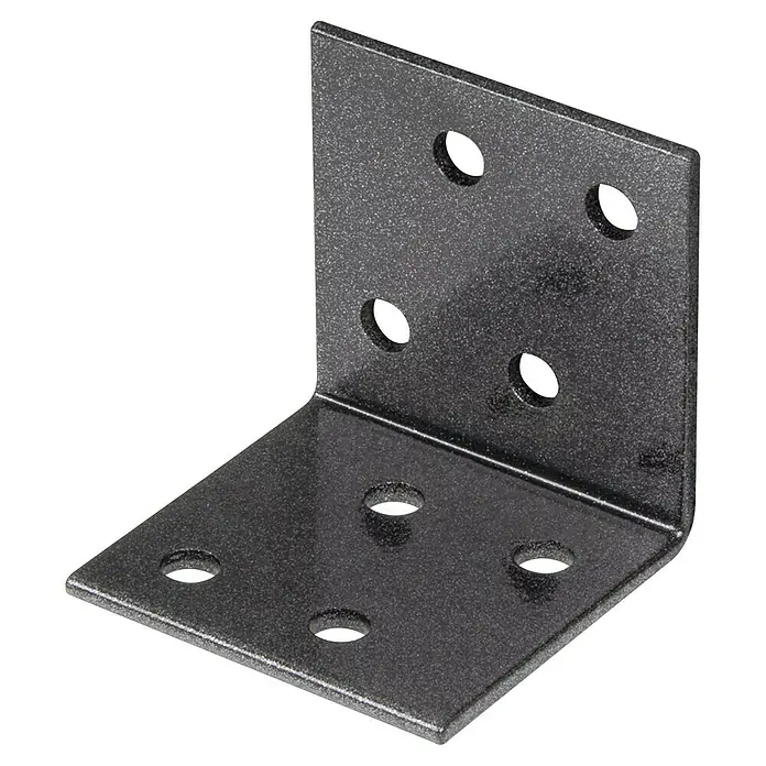 Alberts Conector en ángulo Duravis® - L x An x Al: 40 x 40 x 40 mm, Diamante negro, Espesor: 2 mm - Un robusto ángulo de fijación pintado de negro con orificios pretaladrados, ideal para la construcción de muebles y para reforzar conexiones.
