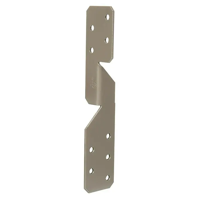 Sparrenpfettenanker - L x B x H: 170 x 33 x 33 mm, Stahl, 1 Stk. - Nahaufnahme einer Lochplatte aus Metall mit mehreren Löchern. Ideal zur stabilen Verbindung von Holzbauteilen und Konstruktionen.