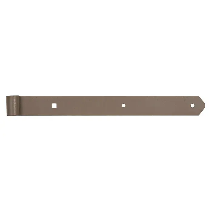 Alberts Scharnier Duravis® - L x B: 400 x 40 mm, Stärke: 5 mm, Verzinkt, Perlbeige - Langes, braunes T-Scharnier mit abgerundeten Kanten und Löchern zur Befestigung, ideal für Türen und Tore.