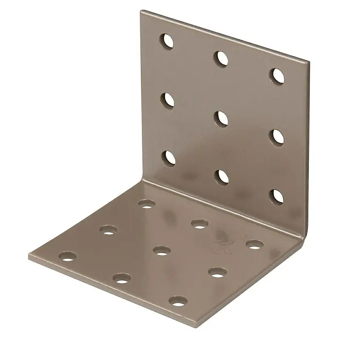 Alberts Lochplattenwinkel Duravis® - L x B x H: 60 x 60 x 60 mm, Perlbeige - Ein stabiler, winkeliger Verbinder aus Metall mit mehreren Löchern für Schrauben oder Bolzen zur sicheren Befestigung.