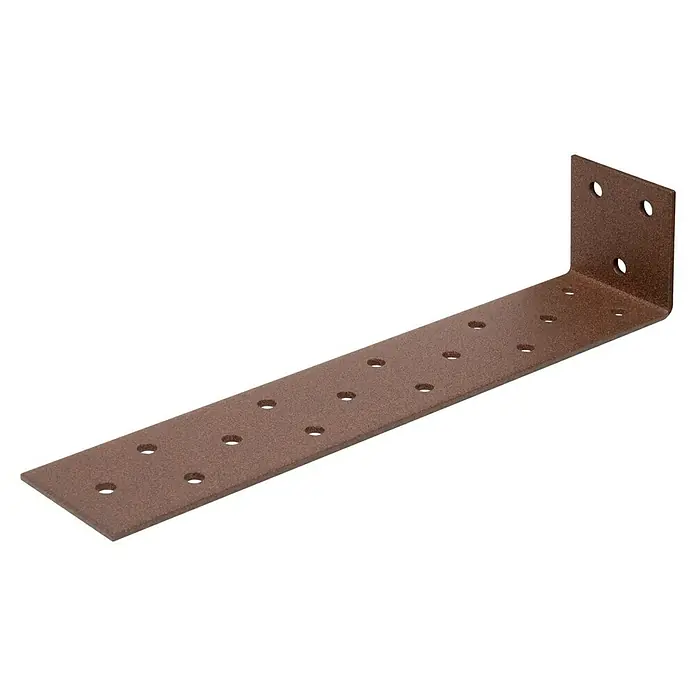 Alberts Beton-Flachstahlanker Duravis® - L x B x H: 205 x 40 x 40 mm, Rostbraun - Metallwinkelverbinder mit Löchern zur Befestigung. Der Verbinder hat eine braune Farbe und ist für Holzkonstruktionen geeignet.