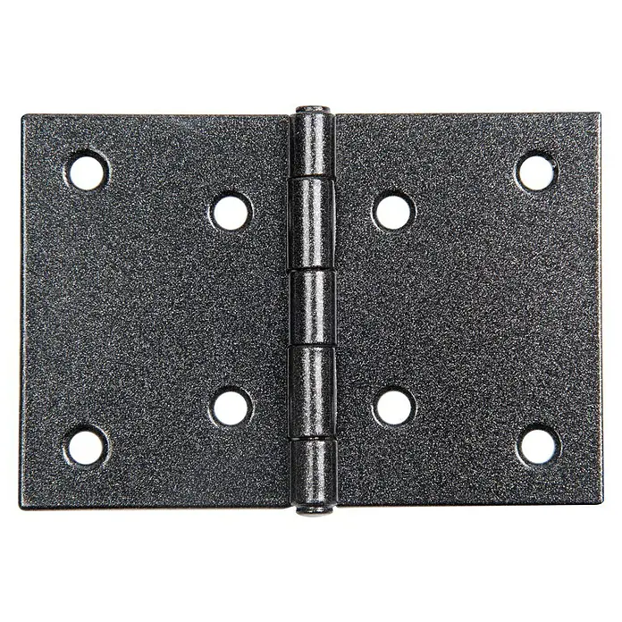 Alberts Bisagra Duravis® - L x An: 90 x 60 mm, Diamante negro - Primer plano de una bisagra metálica con orificios para tornillos.