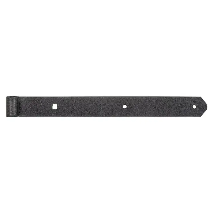 Alberts Bisagra Duravis® - L x An: 400 x 40 mm, Espesor: 5 mm, Zincado, Diamante negro - Bisagra negra para puerta de granero con un extremo redondeado y orificios de montaje para una instalación segura y estable.
