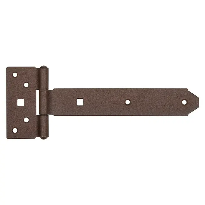 Alberts Bisagra en T Duravis® - L x Al: 192 x 90 mm, Acero, Marrón óxido - Primer plano de una bisagra en T marrón, utilizada para montar puertas y otros elementos móviles. Es robusta y fiable.