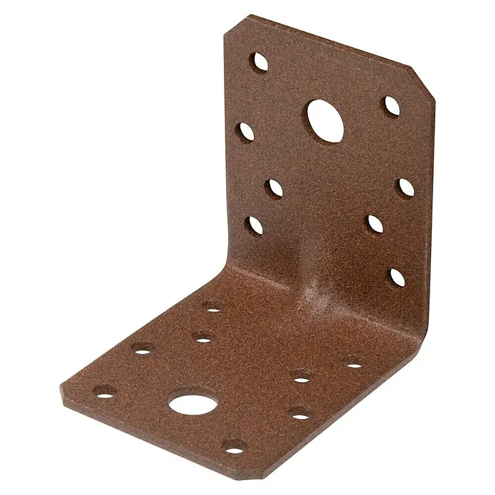 Alberts Schwerlast-Winkelverbinder Duravis® - L x B x H: 70 x 70 x 55 mm, Rostbraun - Dieser braune Winkelverbinder aus Metall mit mehreren Löchern dient zur Befestigung von Bauteilen.