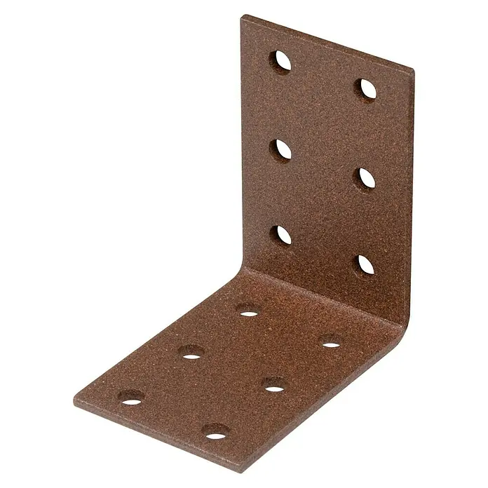 Alberts Lochplattenwinkel Duravis® - L x B x H: 60 x 60 x 40 mm, Rostbraun - Rostfarbener Winkelverbinder aus Metall mit Löchern zur Befestigung für Holzkonstruktionen und Möbel.