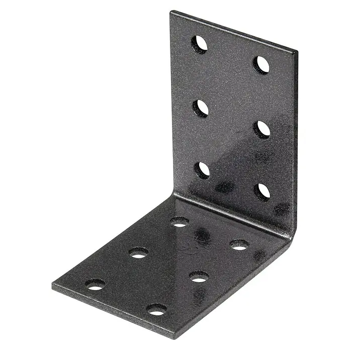 Alberts Lochplattenwinkel Duravis® - L x B x H: 60 x 60 x 40 mm, Schwarz - Winkelverbinder aus Metall mit mehreren Befestigungslöchern. Ideal für Holzkonstruktionen, Möbelbau und andere Heimwerkerprojekte.