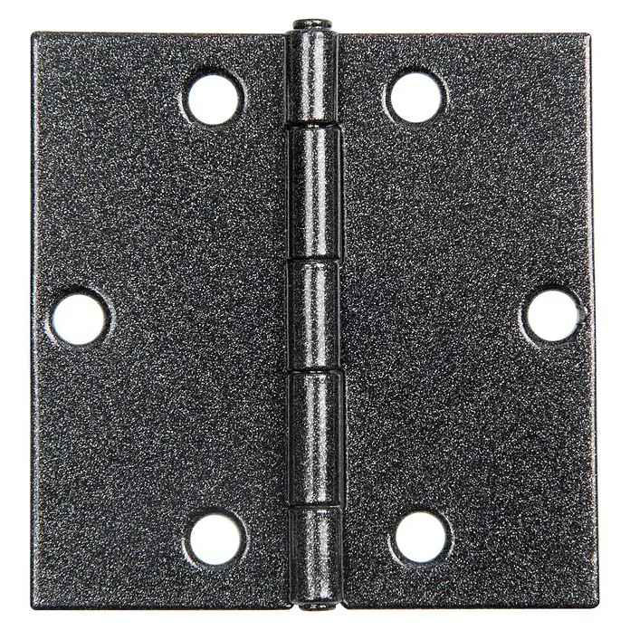 Alberts Scharnier Duravis® - L x B: 64 x 64 mm, Stahl - Nahaufnahme eines quadratischen Türscharniers aus Metall, das typische Design für die Befestigung von Türen und Möbeln zeigt.