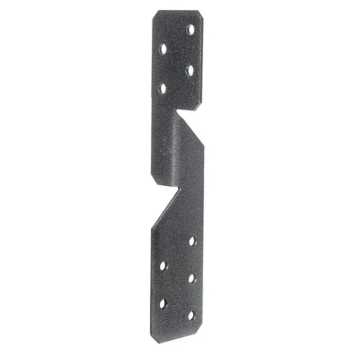 Alberts Escuadra asimétrica Duravis® - L x An x Al: 170 x 33 x 33 mm, Diamante negro - Una placa conector de madera galvanizada con recortes y orificios para asegurar vigas de madera.