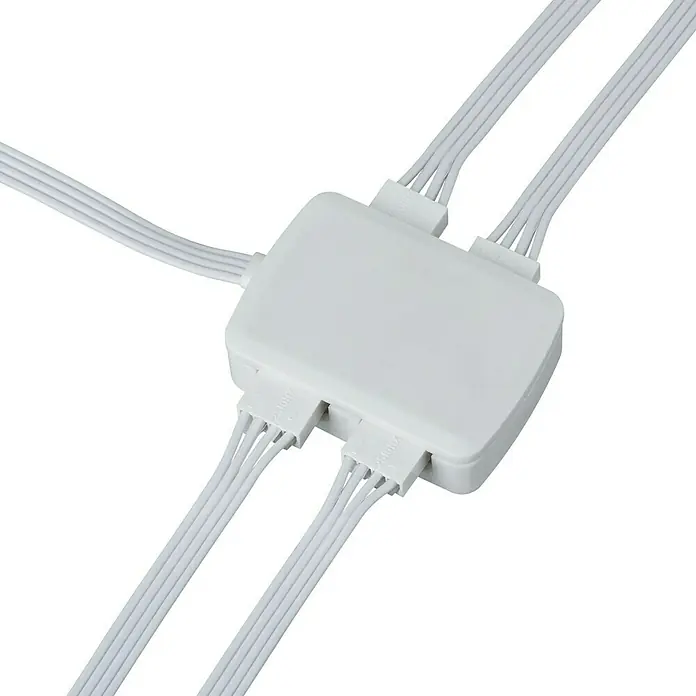 Paulmann Distribuidor YourLED Junction-Box - Plástico, Blanco - Caja de distribución con varios cables planos blancos conectados a los puertos. El accesorio perfecto para instalaciones de tiras LED.