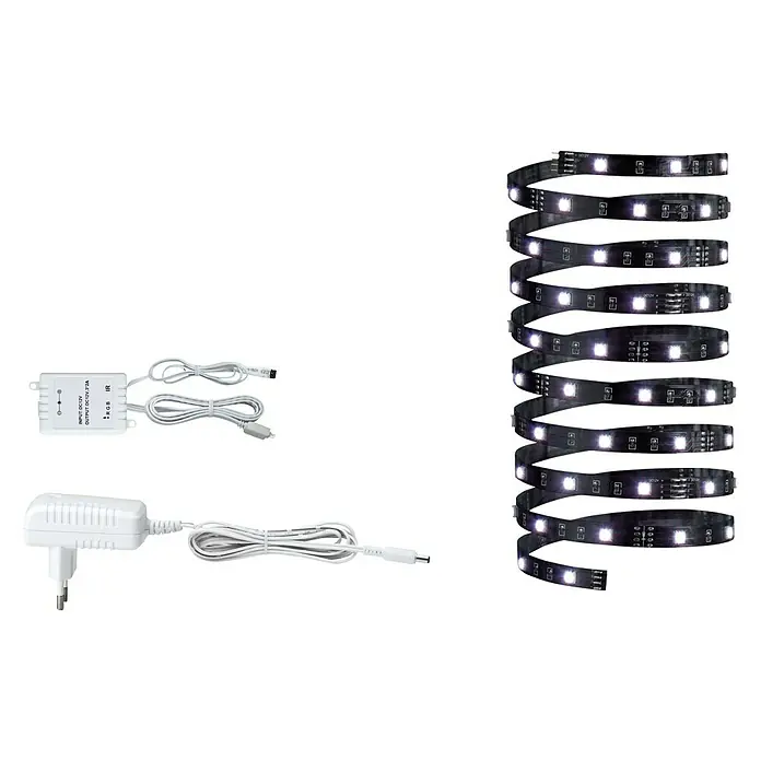 Paulmann Tira LED Set básico YourLED ECO - Largo: 3 m, Color de luz: RGB, 21,6 W, 630 lm - Kit de tira de luces LED con fuente de alimentación y unidad de control para iluminación ambiental. Ideal para espacios habitables.