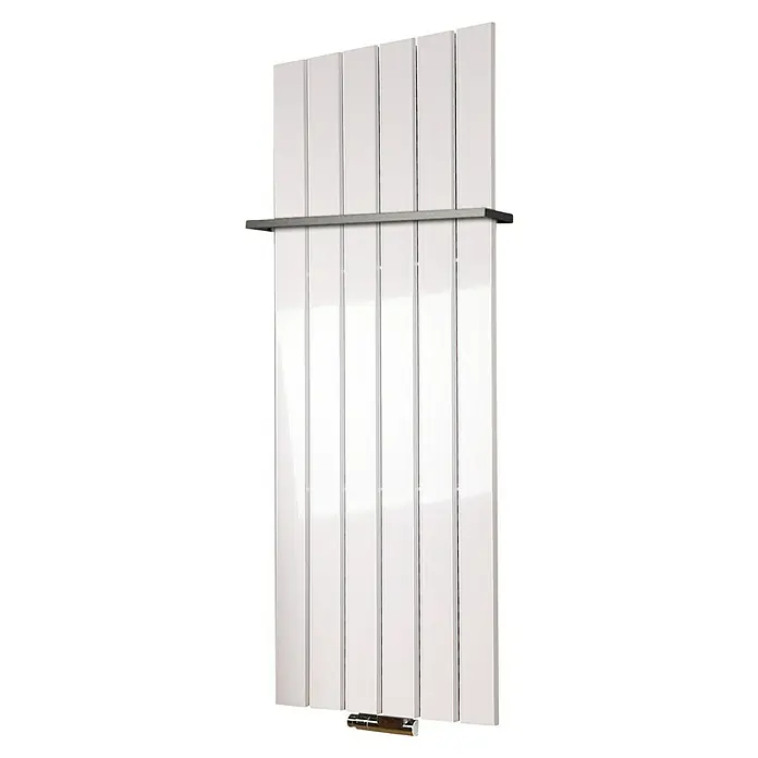 Szagato Designheizkörper Peking - B x H: 470 x 1.200 mm, Wärmeleistung bei Vorlauftemperatur von 75 °C (D: 50): 799 W, Weiß, Mit 1 Handtuchhalter (15 mm) - Ein vertikaler, weißer Heizkörper mit Handtuchhalter. Das moderne Design ergänzt Badezimmer oder andere Räume mit Stil und Funktionalität.