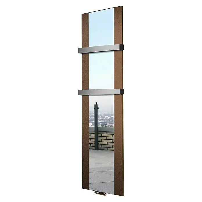 Szagato Designheizkörper Singapur - B x H: 470 x 1.800 mm, Braun, Silber, Mit 2 Handtuchhalter (50 mm) - Elegantes Spionspiegel-Produkt, perfekt zur Beobachtung, ohne entdeckt zu werden. Ideal für Sicherheit oder unauffällige Überwachung.