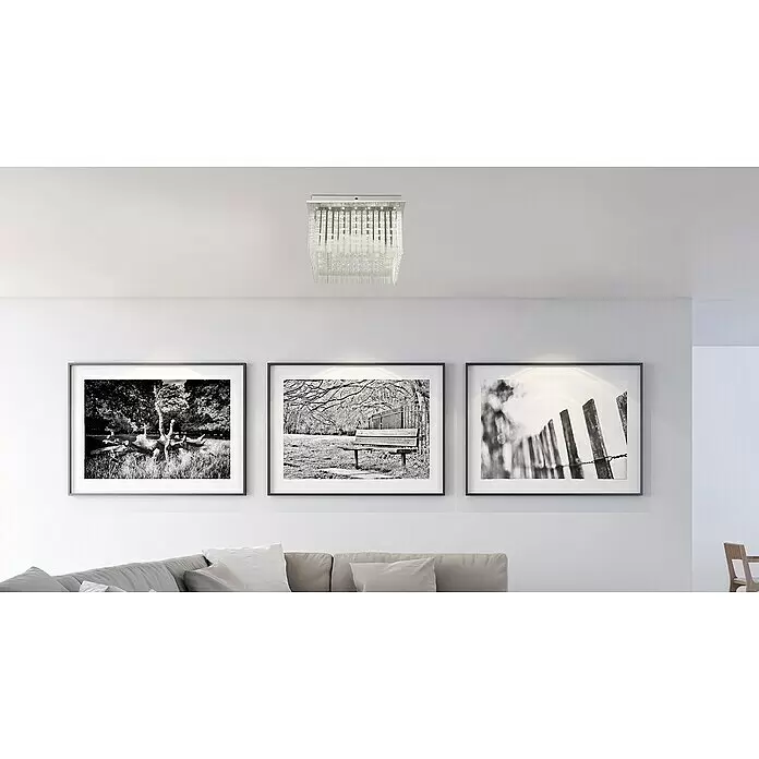 Globo LED-Deckenleuchte Vince - 21 W, L x B x H: 36 x 36 x 23 cm, Chrom, Klar, Kristall, Neutralweiß - Stimmungsaufnahme