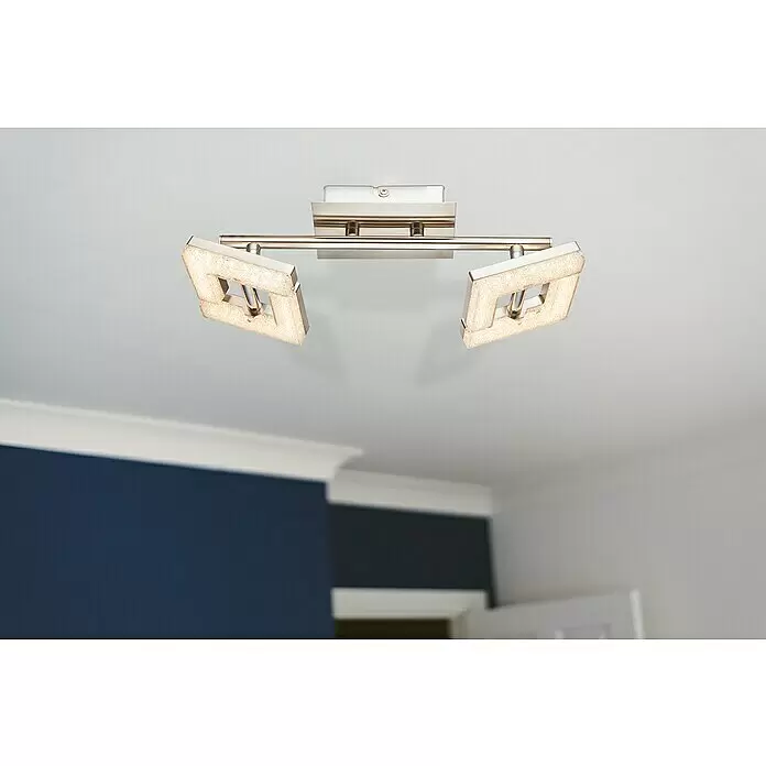 Tween Light LED-Deckenstrahler Square Crystal - 8 W, Nickel matt, Warmweiß - Stimmungsaufnahme