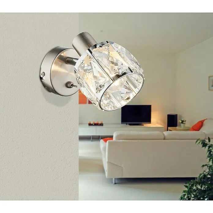 Tween Light Deckenstrahler Diamant40 W, L x B x H: 16 x 9,2 x 12,5 cm, Nickel matt, E14, 1 Stk. - Moderne Wandleuchte mit Kristalldekor. Die Lampe sorgt mit ihrem eleganten Design für ein besonderes Ambiente im Raum.