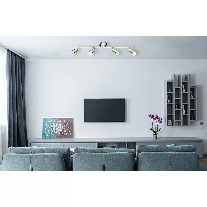 Tween Light LED-Deckenstrahler Star - 20 W, Nickel matt, Warmweiß, 4 Stk. - Stimmungsaufnahme