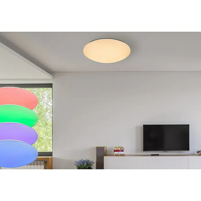 Lavida LED-Deckenleuchte rund Marano - 48 W, Ø x H: 490 mm x 12 cm, Weiß - Elegante LED-Deckenleuchte mit Farbwechsel-Optionen, die eine stimmungsvolle Beleuchtung für jeden Raum bietet.