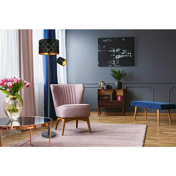 Globo Lámpara de pie Sunna - Altura: 162 cm - Elegante lámpara de pie con dos pantallas, creando un ambiente cálido y acogedor en la habitación. La lámpara es un verdadero punto de atracción.