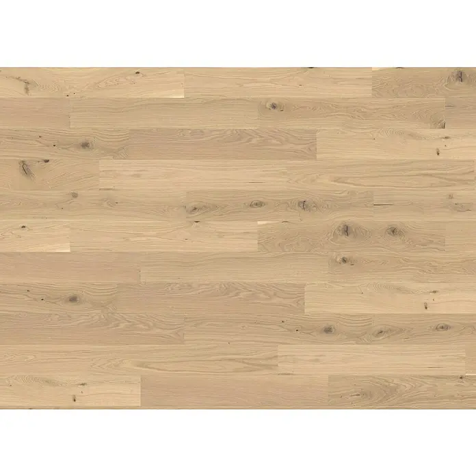 Living by Haro Parkett - Eiche Weiß strukturiert, Landhausdiele, 1.085 x 180 x 12 mm - Helle Holzböden: Eine natürliche und warme Textur mit Astlöchern, ideal für moderne und traditionelle Innenräume.