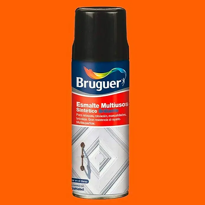 Bruguer Spray para retoques Multiusos - Naranja, Brillante, 400 ml - Pintura en spray Esmalte Sintético Multiusos Bruguer, ideal para retoques, rotulación, manualidades y bricolaje. Gran resistencia al rayado.