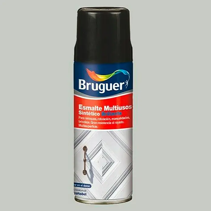 Bruguer Spray para retoques Multiusos - Gris perla, Brillante, 400 ml - Bote de esmalte sintético Multiusos de Bruguer, ideal para retoques, rotulación, manualidades, bricolaje con gran resistencia al rayado.